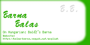 barna balas business card